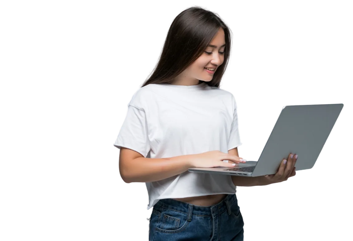 Customer applying for a loan on her laptop